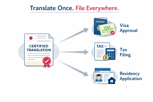 Certified Translation Services Japanese-To-English for Immigration applications and Tax Filling